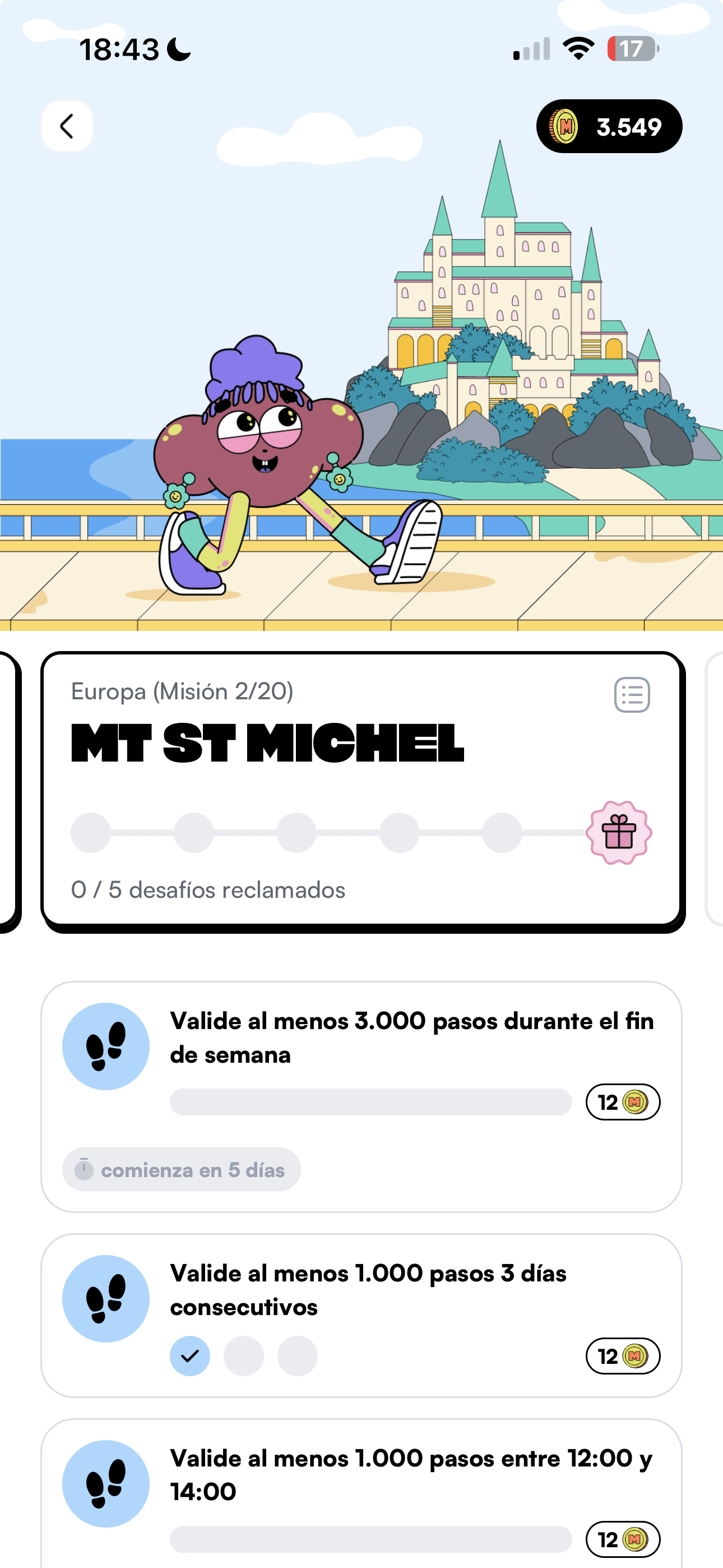 Página de challenges en Macadam