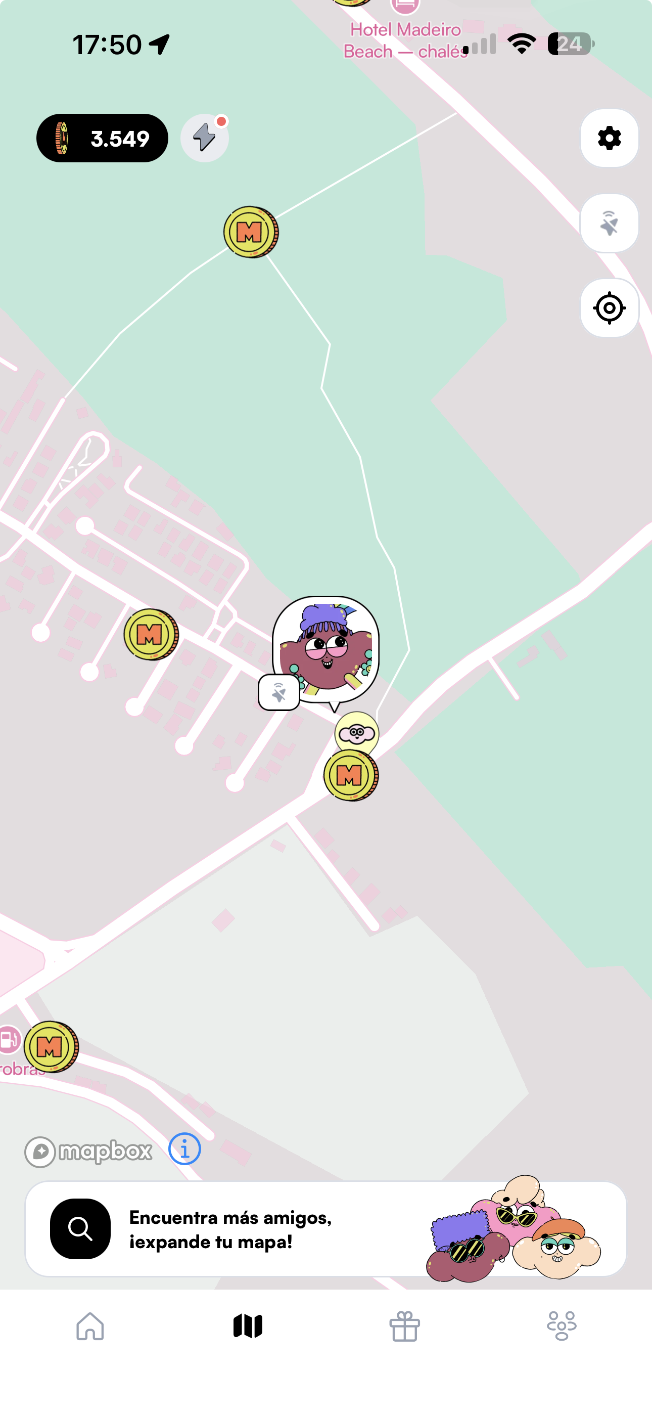 Mapa de Macadam con spots